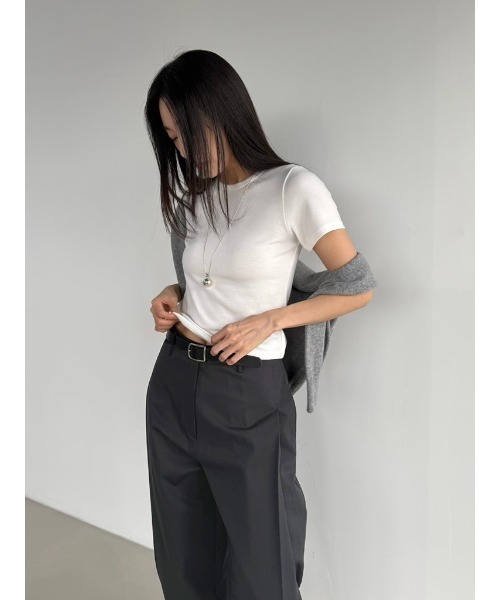 Didot.showroom(ディドット ショールーム)の「2WAYサイドタックワイドパンツ(スラックス・レディース・チャコール/ベージュ/アイボリー・S/M)」の12枚目の写真