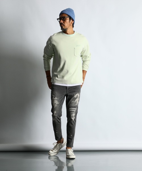 ダファーピグメント加工ポンチ素材ロングスリーブTシャツライトブルーＭ The DUFFER of ST.GEORGE（ザダファーオブセントジョージ）の
