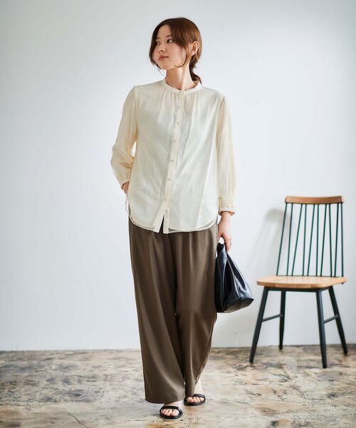 le.coeur blanc(ルクールブラン)の「ドットチュールレイヤードブラウス(シャツ/ブラウス・レディース・アイボリー/ブラック・38)」の3枚目の写真