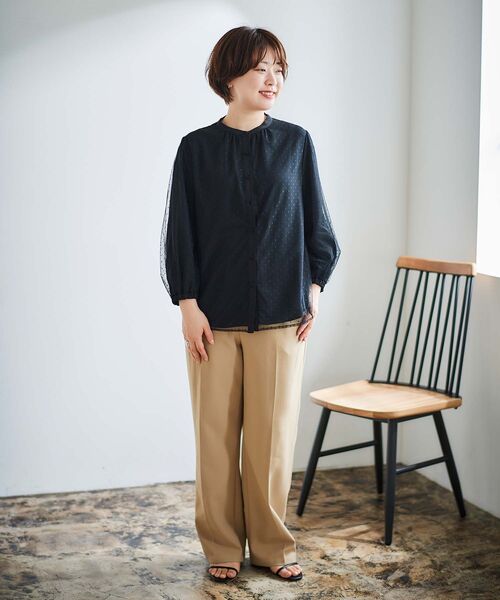 le.coeur blanc(ルクールブラン)の「ドットチュールレイヤードブラウス(シャツ/ブラウス・レディース・アイボリー/ブラック・38)」の14枚目の写真