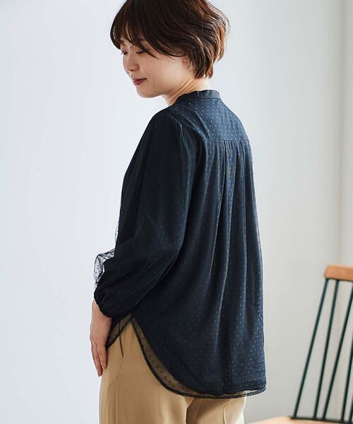 le.coeur blanc(ルクールブラン)の「ドットチュールレイヤードブラウス(シャツ/ブラウス・レディース・アイボリー/ブラック・38)」の22枚目の写真