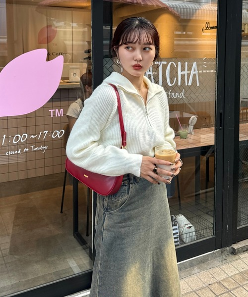 efill（エフィル）の「ハーフジップ ニット（ニット/セーター・レディース・ホワイト/ブラック・FREE）」の4枚目の写真