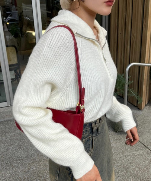 efill（エフィル）の「ハーフジップ ニット（ニット/セーター・レディース・ホワイト/ブラック・FREE）」の11枚目の写真