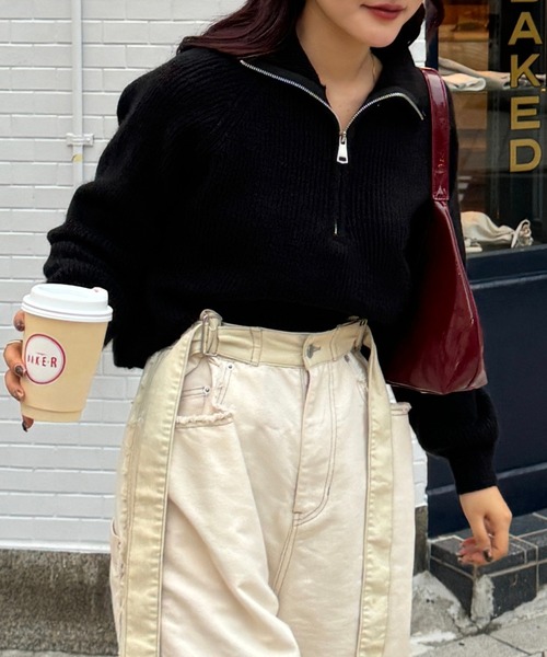 efill（エフィル）の「ハーフジップ ニット（ニット/セーター・レディース・ホワイト/ブラック・FREE）」の16枚目の写真