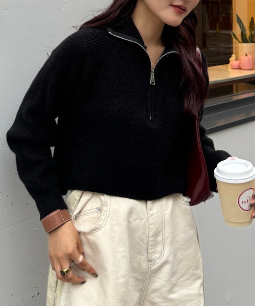 efill（エフィル）の「ハーフジップ ニット（ニット/セーター・レディース・ホワイト/ブラック・FREE）」の19枚目の写真