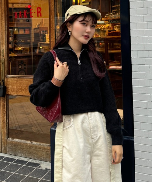 efill（エフィル）の「ハーフジップ ニット（ニット/セーター・レディース・ホワイト/ブラック・FREE）」の14枚目の写真