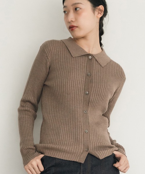 2024年 プラージュ カーディガン ニットポロ ブラウン 茶色 長袖 襟
