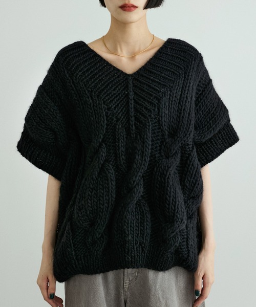 ADEAM アディアム Asagao Knit Top ニット S ブラック ADEAM アディアム Asagao Knit Top ニット S ブラック