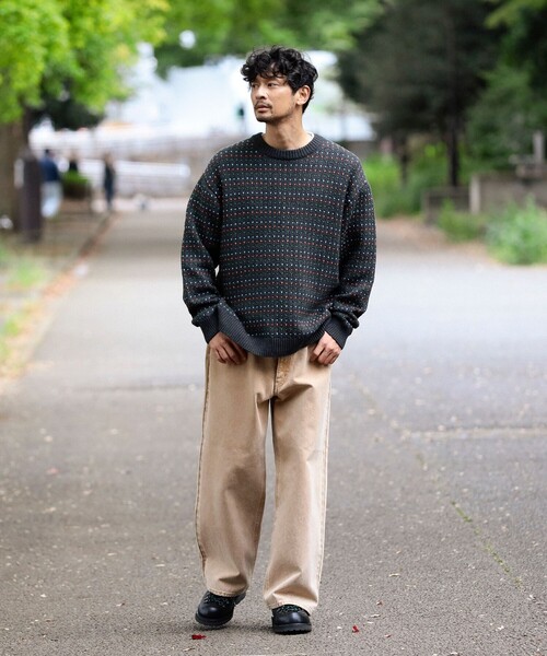 B:MING by BEAMS（ビーミングバイビームス）の「5ゲージ ドット ジャカード ニット（ニット/セーター・メンズ・チャコールグレー/ブラウン・SMALL/MEDIUM/LARGE/X-LARGE）」の3枚目の写真