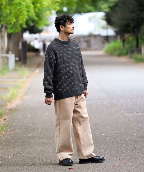 B:MING by BEAMS（ビーミングバイビームス）の「5ゲージ ドット ジャカード ニット（ニット/セーター・メンズ・チャコールグレー/ブラウン・SMALL/MEDIUM/LARGE/X-LARGE）」の4枚目の写真