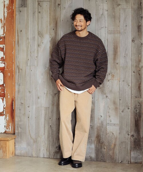 B:MING by BEAMS（ビーミングバイビームス）の「5ゲージ ドット ジャカード ニット（ニット/セーター・メンズ・チャコールグレー/ブラウン・SMALL/MEDIUM/LARGE/X-LARGE）」の7枚目の写真