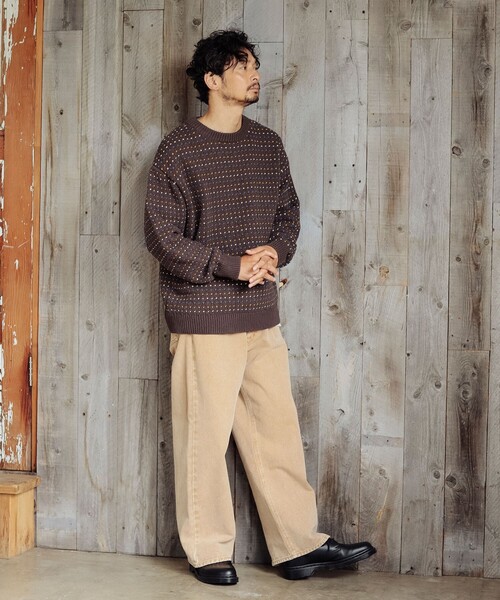 B:MING by BEAMS（ビーミングバイビームス）の「5ゲージ ドット ジャカード ニット（ニット/セーター・メンズ・チャコールグレー/ブラウン・SMALL/MEDIUM/LARGE/X-LARGE）」の8枚目の写真