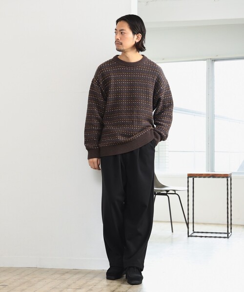 B:MING by BEAMS（ビーミングバイビームス）の「5ゲージ ドット ジャカード ニット（ニット/セーター・メンズ・チャコールグレー/ブラウン・SMALL/MEDIUM/LARGE/X-LARGE）」の13枚目の写真