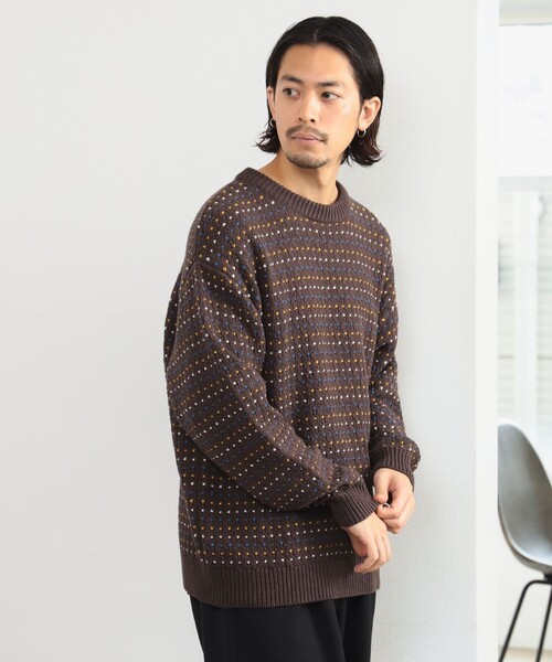 B:MING by BEAMS（ビーミングバイビームス）の「5ゲージ ドット ジャカード ニット（ニット/セーター・メンズ・チャコールグレー/ブラウン・SMALL/MEDIUM/LARGE/X-LARGE）」の14枚目の写真