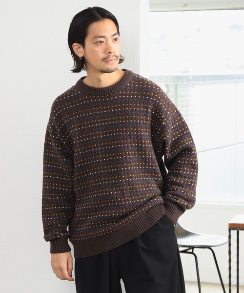 B:MING by BEAMS（ビーミングバイビームス）の「5ゲージ ドット ジャカード ニット（ニット/セーター・メンズ・チャコールグレー/ブラウン・SMALL/MEDIUM/LARGE/X-LARGE）」の15枚目の写真