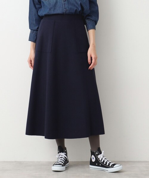 Dessin（デッサン）の「◆【7色展開・後ろゴム】フレアメルトンスカート（XS～L）（スカート・レディース・ブラック/ワインレッド/ブラウン系その他/ナチュラル/ホワイト系/スモーキーグリーン系/ネイビー・00/01/02/03）」の6枚目の写真