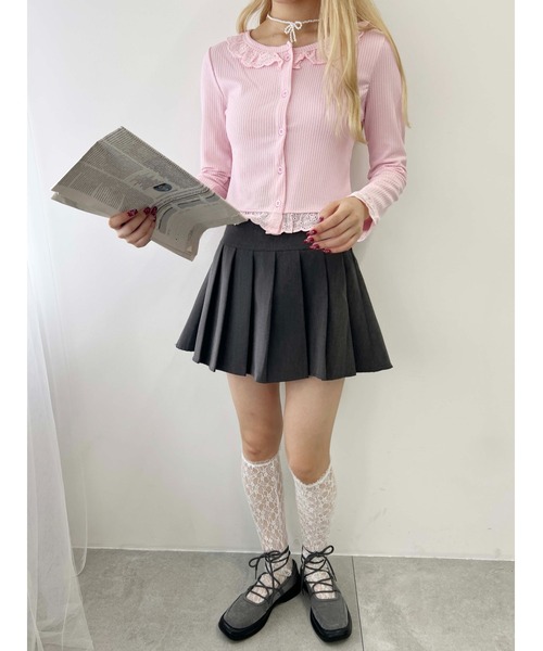 PHILLY(フィリー)の「【PHILLY】レースパイピングカーディガン(カーディガン/ボレロ・レディース・ピンク/ホワイト・FREE)」の9枚目の写真