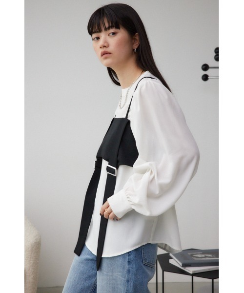 AZUL by moussy(アズールバイマウジー)の「ガータービスチェレイヤードトップス(Tシャツ/カットソー・レディース・ブラック/ブラウン/グレー・FREE)」の5枚目の写真