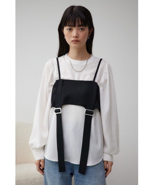 AZUL by moussy(アズールバイマウジー)の「ガータービスチェレイヤードトップス(Tシャツ/カットソー・レディース・ブラック/ブラウン/グレー・FREE)」の7枚目の写真