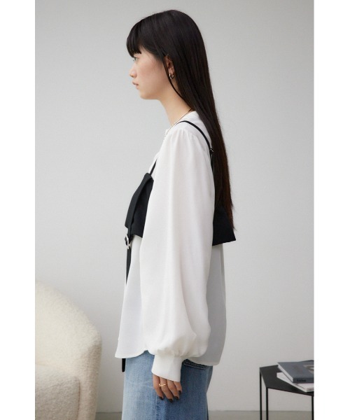 AZUL by moussy(アズールバイマウジー)の「ガータービスチェレイヤードトップス(Tシャツ/カットソー・レディース・ブラック/ブラウン/グレー・FREE)」の8枚目の写真