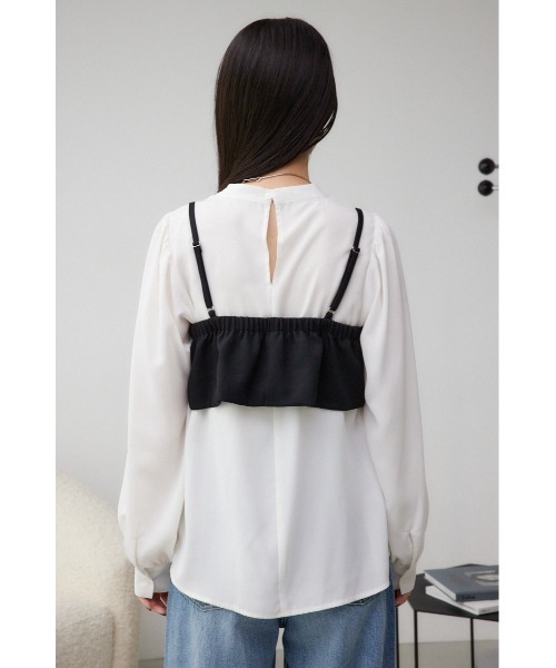 AZUL by moussy(アズールバイマウジー)の「ガータービスチェレイヤードトップス(Tシャツ/カットソー・レディース・ブラック/ブラウン/グレー・FREE)」の9枚目の写真