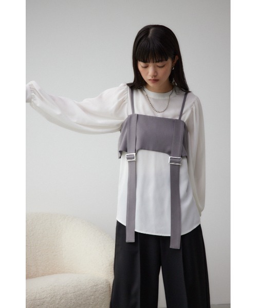 AZUL by moussy(アズールバイマウジー)の「ガータービスチェレイヤードトップス(Tシャツ/カットソー・レディース・ブラック/ブラウン/グレー・FREE)」の17枚目の写真