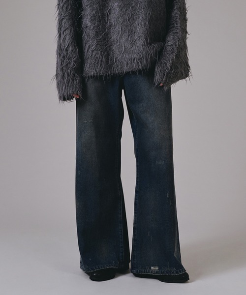 selle glant(セレグランテ)の「VINTAGE LIKE WIDE DENIM PANTS/ヴィンテージライクワイドデニムパンツ(デニムパンツ・メンズ・ブラック/インディゴブルー・SMALL/MEDIUM/LARGE)」の15枚目の写真