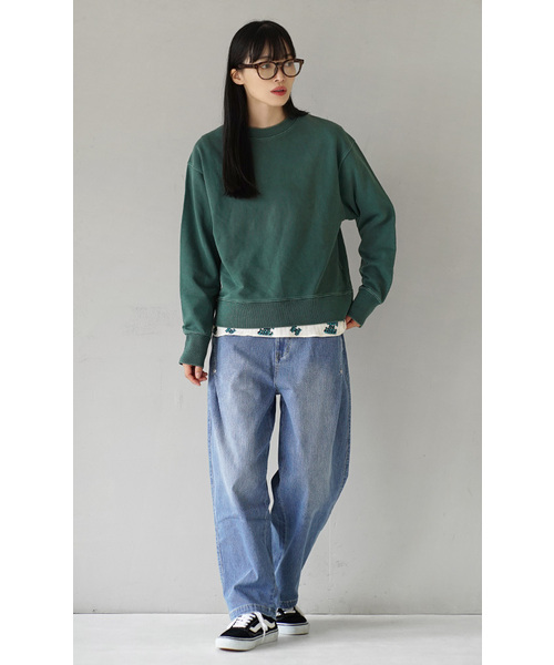 e-zakkamania stores（イーザッカマニアストアーズ）の「アメリカンリサイクルコットン パネル切り替え デニムパンツ（デニムパンツ・レディース・ワンウォッシュ/ネイビー系/ライトブルー・L/M）」の11枚目の写真