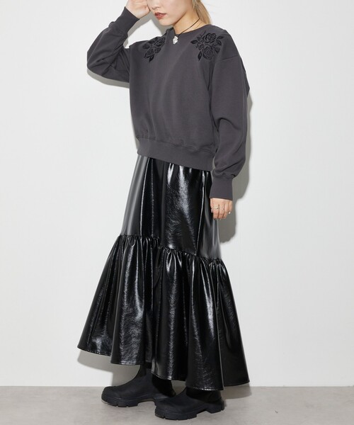 Firsthand（ファーストハンド）の「Firsthand/ファーストハンド オーガニックコットン ローズ刺繍スウェット（スウェット・レディース・オートミール/ネイビー/チャコールグレー・FREE）」の9枚目の写真