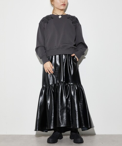 Firsthand（ファーストハンド）の「Firsthand/ファーストハンド オーガニックコットン ローズ刺繍スウェット（スウェット・レディース・オートミール/ネイビー/チャコールグレー・FREE）」の12枚目の写真