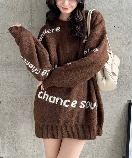 clear（クリア）の「リバーシブルロゴニットワンピース [2way オーバーサイズ ]≪2024AW新作≫（ワンピース・レディース・ブラウン/レッド・F）」の2枚目の写真