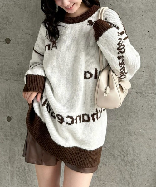 clear（クリア）の「リバーシブルロゴニットワンピース [2way オーバーサイズ ]≪2024AW新作≫（ワンピース・レディース・ブラウン/レッド・F）」の5枚目の写真