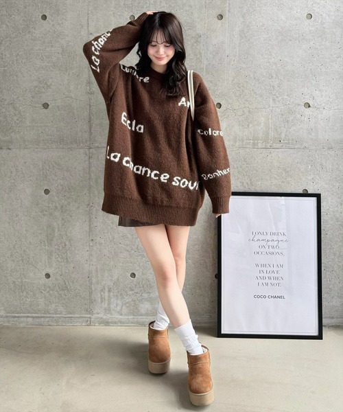 clear（クリア）の「リバーシブルロゴニットワンピース [2way オーバーサイズ ]≪2024AW新作≫（ワンピース・レディース・ブラウン/レッド・F）」の4枚目の写真