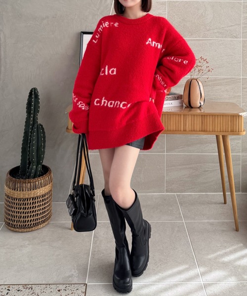 clear（クリア）の「リバーシブルロゴニットワンピース [2way オーバーサイズ ]≪2024AW新作≫（ワンピース・レディース・ブラウン/レッド・F）」の20枚目の写真