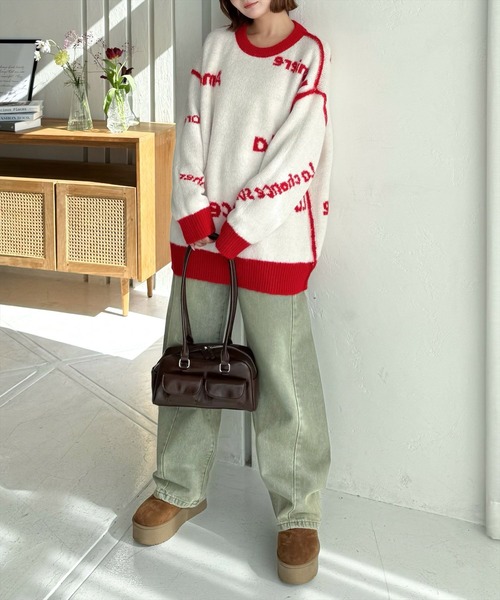 clear（クリア）の「リバーシブルロゴニットワンピース [2way オーバーサイズ ]≪2024AW新作≫（ワンピース・レディース・ブラウン/レッド・F）」の17枚目の写真