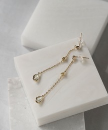 K10 YG ストーンロングピアス　グリーンアメジスト［queite］