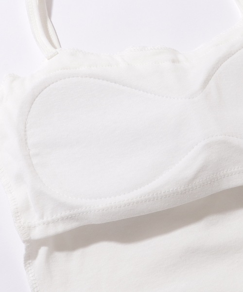 papier carrie bra フリル ホワイト キャミソール セール】フロント リボン ガーリー フリル カップ付き