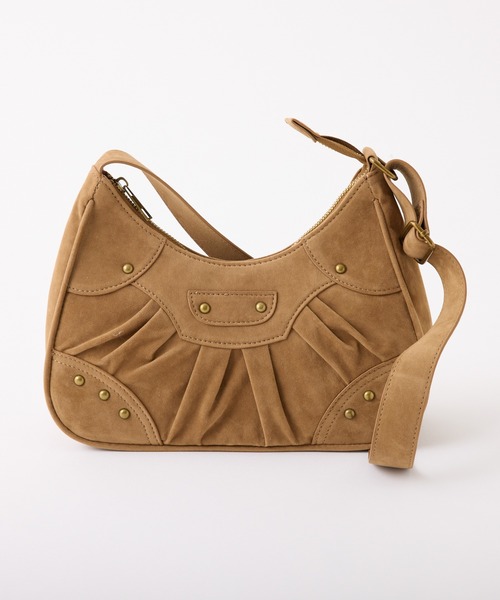 one after another NICE CLAUP（ワンアフターアナザーナイスクラップ）の「スタッズ付きシャーリングホーボーバッグ（ショルダーバッグ・レディース・ブラウン/アイボリー/ブラック/ベージュ・FREE）」の14枚目の写真