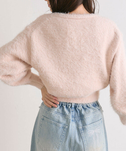 OLIVE des OLIVE（オリーブデオリーブ）の「リボンビジューカーディガン（カーディガン/ボレロ・レディース・ピンク/サックスブルー/オフホワイト/チャコールグレー・FREE）」の8枚目の写真