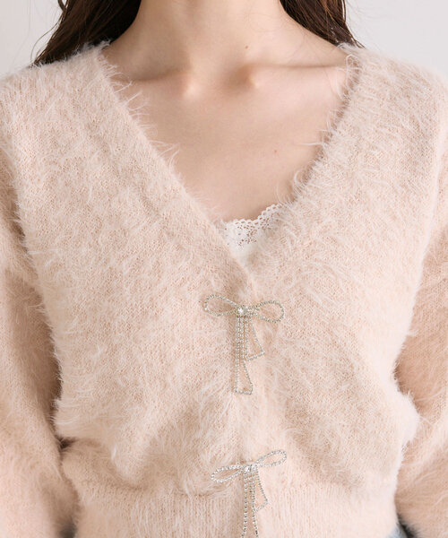 OLIVE des OLIVE（オリーブデオリーブ）の「リボンビジューカーディガン（カーディガン/ボレロ・レディース・ピンク/サックスブルー/オフホワイト/チャコールグレー・FREE）」の18枚目の写真