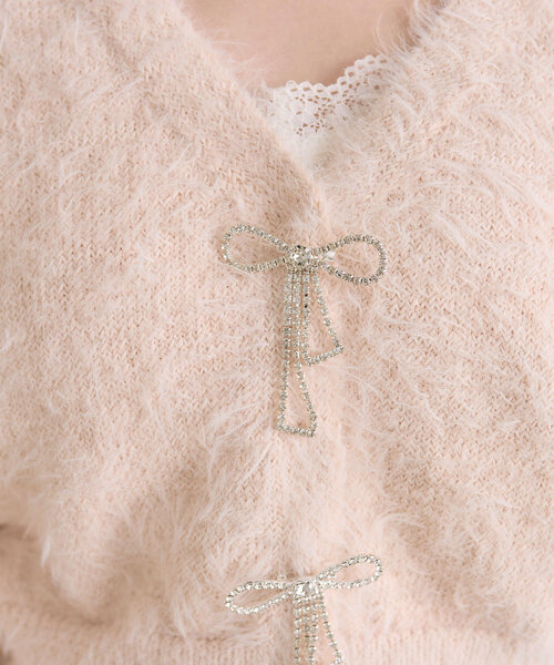 OLIVE des OLIVE（オリーブデオリーブ）の「リボンビジューカーディガン（カーディガン/ボレロ・レディース・ピンク/サックスブルー/オフホワイト/チャコールグレー・FREE）」の19枚目の写真