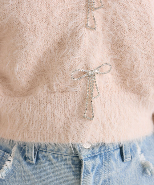 OLIVE des OLIVE（オリーブデオリーブ）の「リボンビジューカーディガン（カーディガン/ボレロ・レディース・ピンク/サックスブルー/オフホワイト/チャコールグレー・FREE）」の21枚目の写真