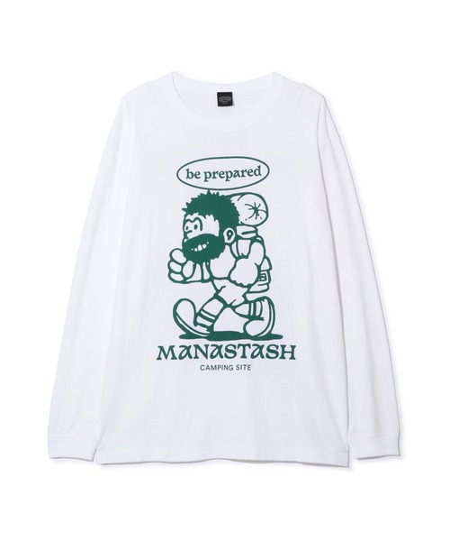 MANASTASH(マナスタッシュ)の「MANASTASH/マナスタッシュ/ L/S TEE BE PREPARED(Tシャツ/カットソー・メンズ・セージグリーン/ホワイト/ブラック・L/M/XL/S)」の1枚目の写真