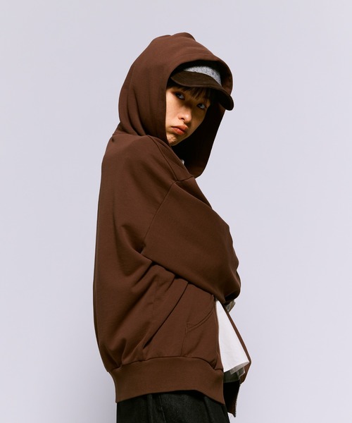 【希少レア】短丈 ダブルジップ パーカー クレイジーパターン 茶色 黒 セール】Doublezip parker / ダブルジップパーカー（パーカー）｜THE