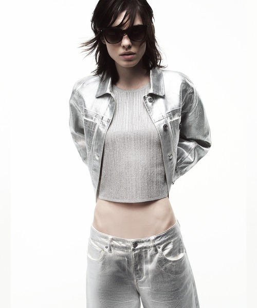 ARMANI EXCHANGE(アルマーニエクスチェンジ)の「【A|X アルマーニ エクスチェンジ】シルバーコーティング デニムジャケット(デニムジャケット・レディース・シルバー・LARGE/MEDIUM/SMALL/X-SMALL)」の6枚目の写真