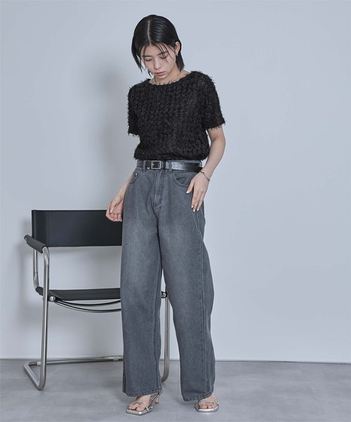 miette(ミエット)の「チュールフリルフリンジ半袖トップス(Tシャツ/カットソー・レディース・ブラック/アイボリー・FREE)」の11枚目の写真