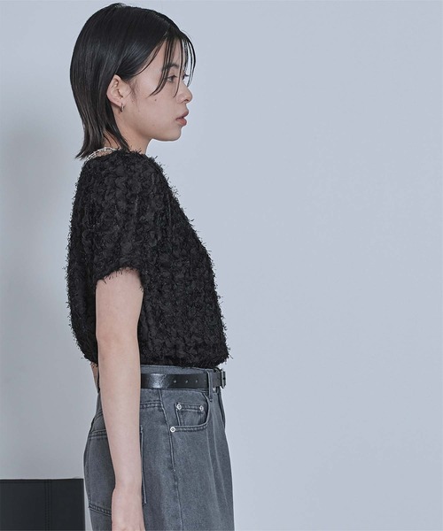 miette(ミエット)の「チュールフリルフリンジ半袖トップス(Tシャツ/カットソー・レディース・ブラック/アイボリー・FREE)」の15枚目の写真