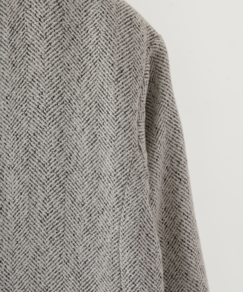 NO ID.（ノーアイディ）の「mj3517-ﾍﾘﾝﾎﾞｰﾝﾂｲｰﾄﾞBIGﾁｪｽﾀｰｺｰﾄ （チェスターコート・メンズ・ホワイト/ブラック・2/1）」の3枚目の写真