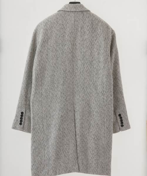 NO ID.（ノーアイディ）の「mj3517-ﾍﾘﾝﾎﾞｰﾝﾂｲｰﾄﾞBIGﾁｪｽﾀｰｺｰﾄ （チェスターコート・メンズ・ホワイト/ブラック・2/1）」の4枚目の写真