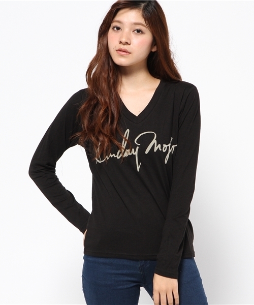 AZUL by moussy(アズールバイマウジー)の「Sunday Mojo V/NロンT(Tシャツ/カットソー・レディース・オフホワイト/トップグレー/ブラック/ダークブラウン・SMALL/X-LARGE/MEDIUM/LARGE)」の13枚目の写真